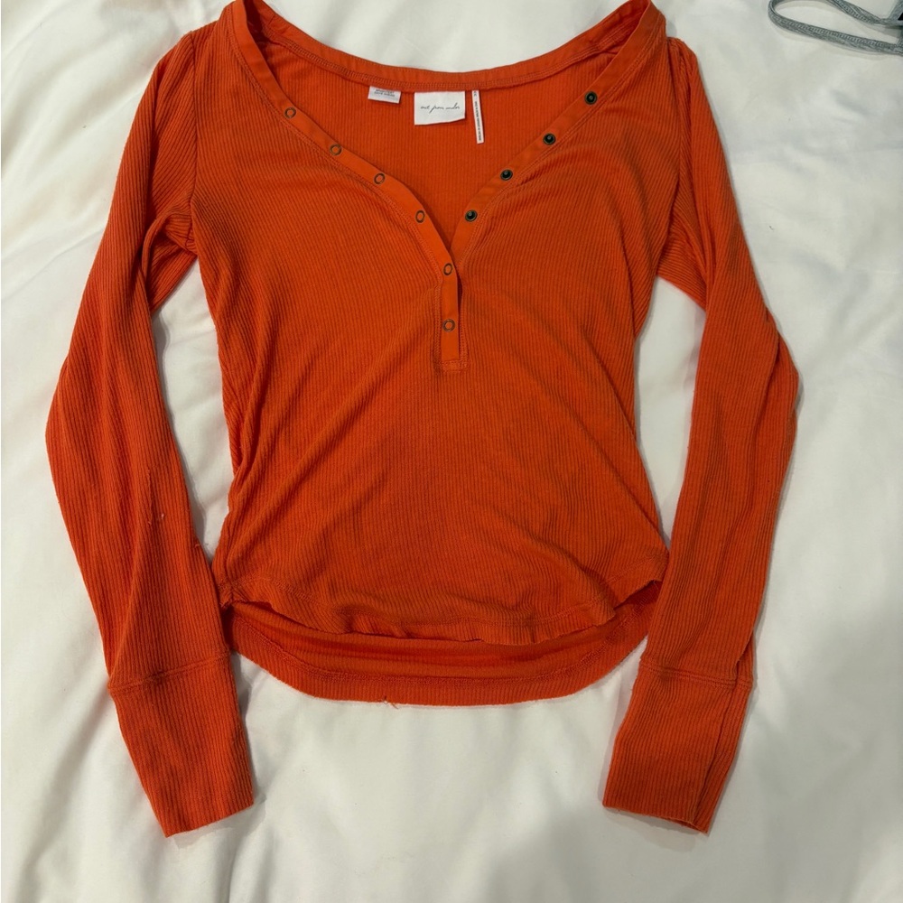 Urban Outfitters Vibrant Orange Long Sleeve Blouse